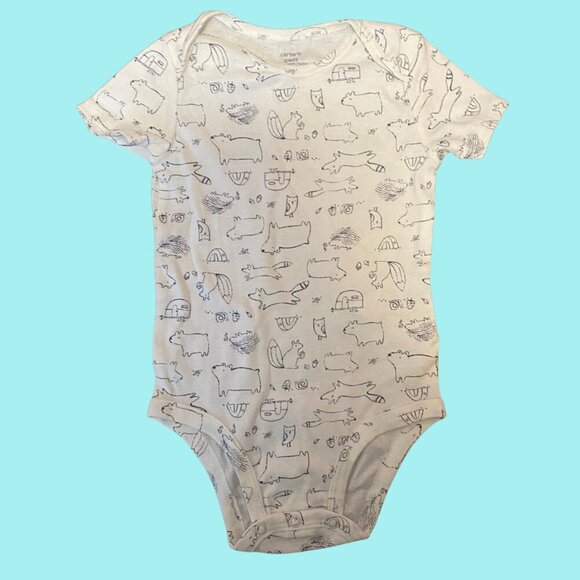 Carter’s Baby Bodysuit 24M – Neutral Animal Print One-Piece | Unisex Cotton - Picture 2 of 7